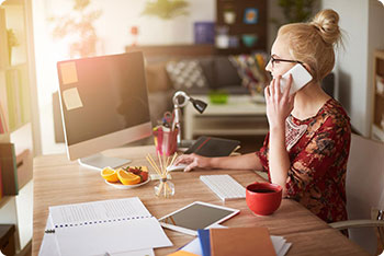 Business owner placing phone order